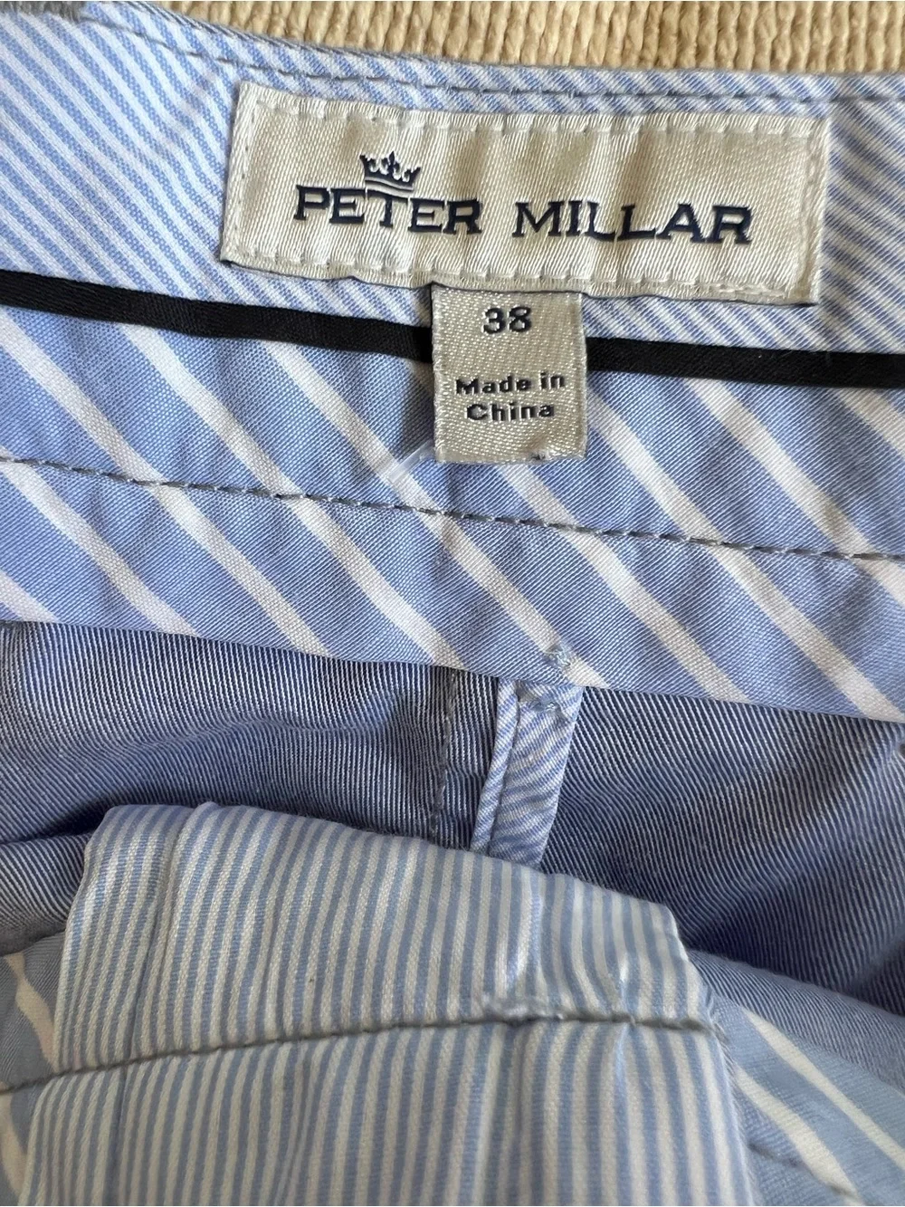 Peter Millar Mens Flat Front Chino Performance Golf Shorts Light Blue 38